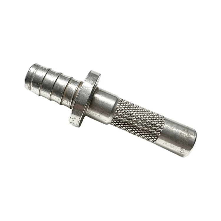 Connettore per tubo flessibile con attacco a flangia con gambo zigrinato in acciaio